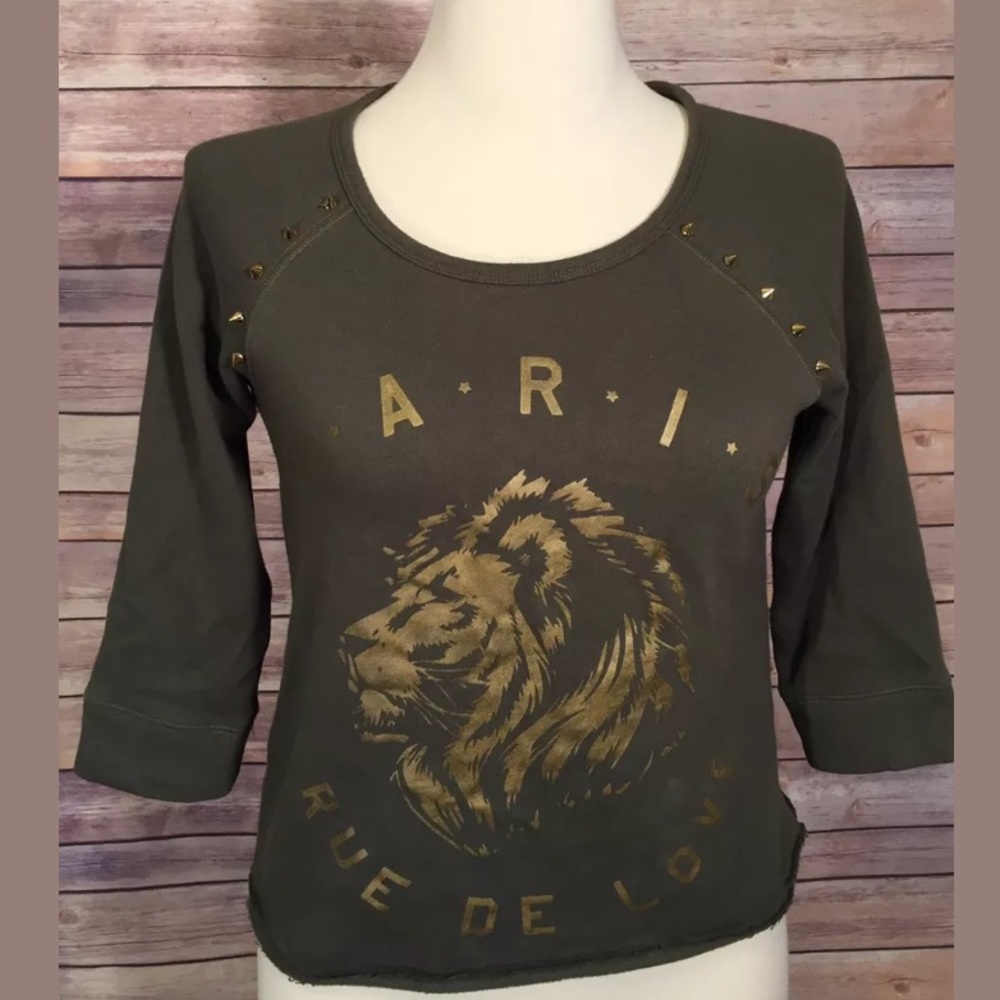 Express Sweatshirt Juniors SZ S Paris Gold Tiger